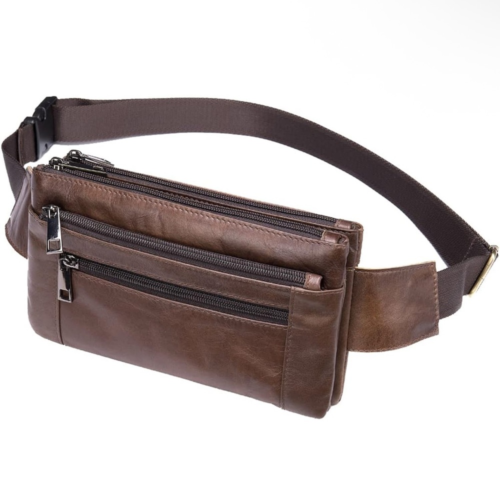 Brown Leather Unisex Fanny Pack